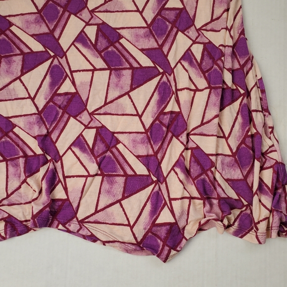 LOGO by Lori Goldstein Printed Cotton Modal Top Pink Purple sz XL2 Side Pockets - Picture 2 of 10